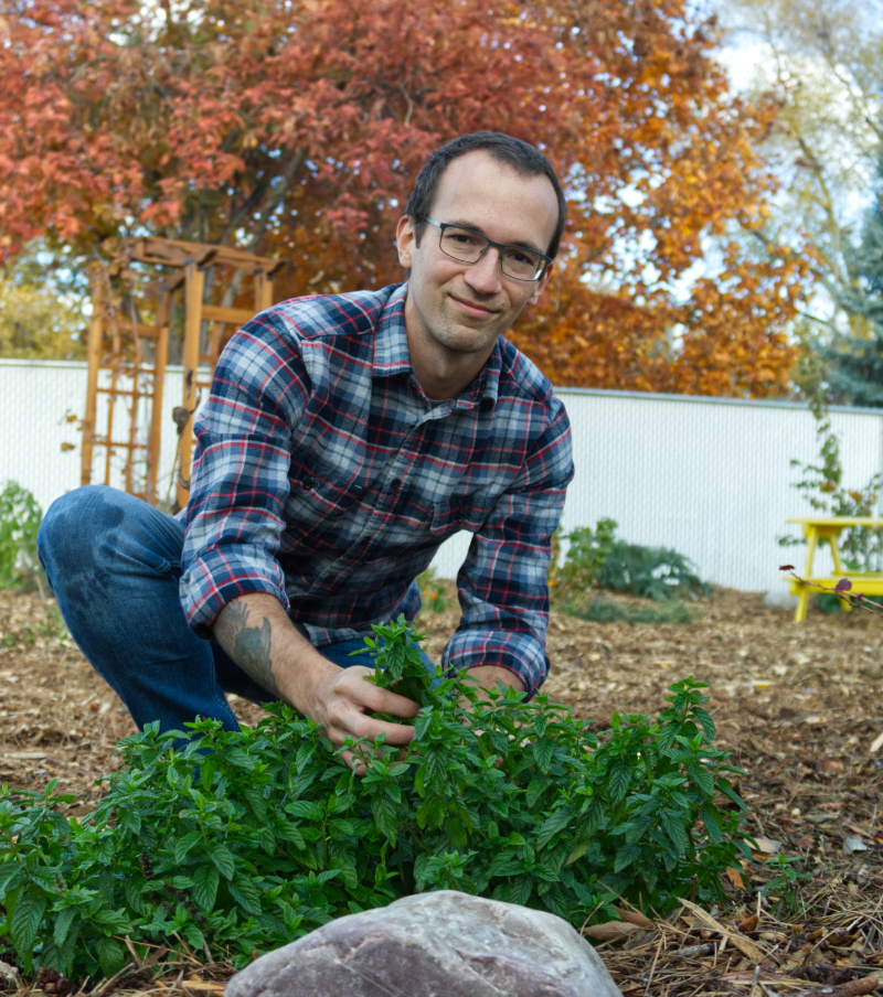 Bryan Murphy, herbalist in the food forest